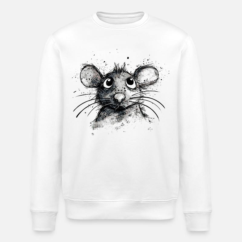 Cartoon-Maus - Stanley/Stella Unisex Bio-Sweatshirt ROLLER - Weiß