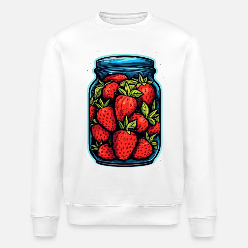 Glasgefäß mit Erdbeeren - Stanley/Stella Unisex Bio-Sweatshirt ROLLER - Weiß