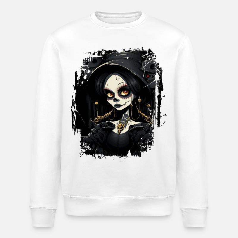 Süßes Gothic-Mädchen - Stanley/Stella Unisex Bio-Sweatshirt ROLLER - Weiß