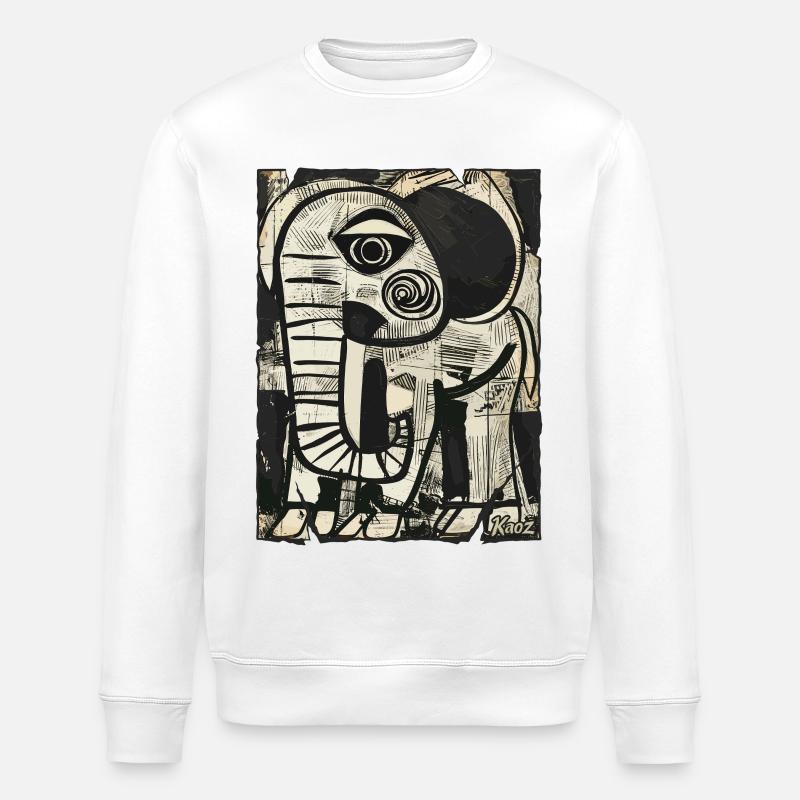 Abstrakter Elefant in Schwarz-Weiß - Stanley/Stella Unisex Bio-Sweatshirt ROLLER - Weiß