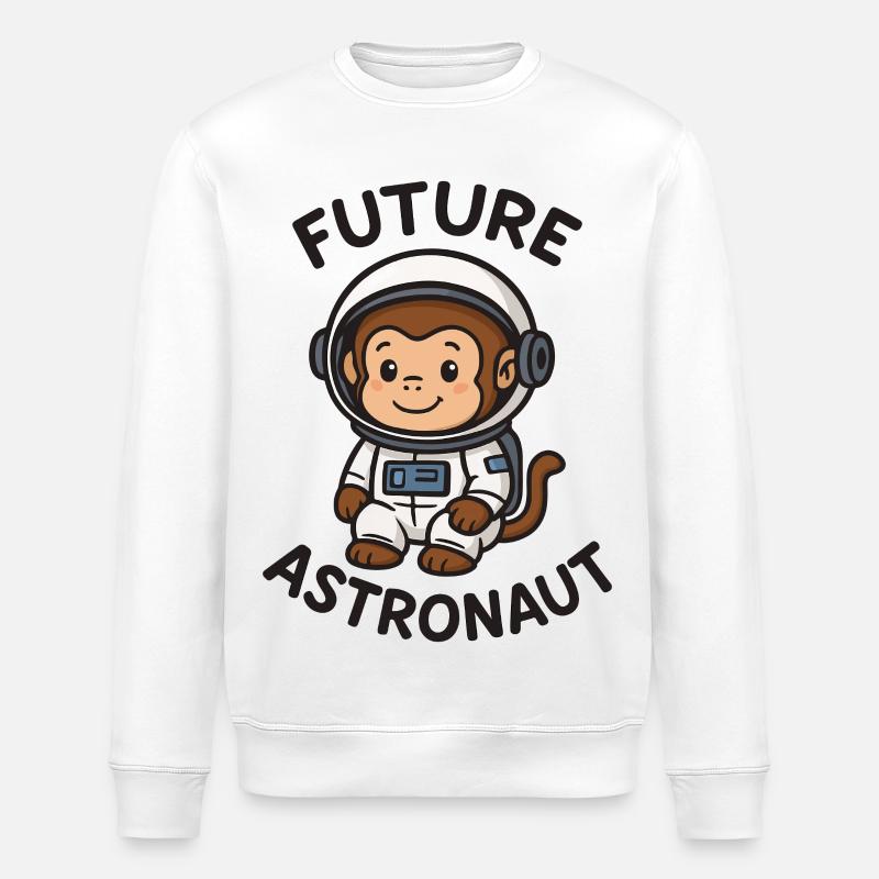 Future Astronaut – Cute Space Monkey - Stanley/Stella ROLLER Unisex Organic Sweatshirt - white