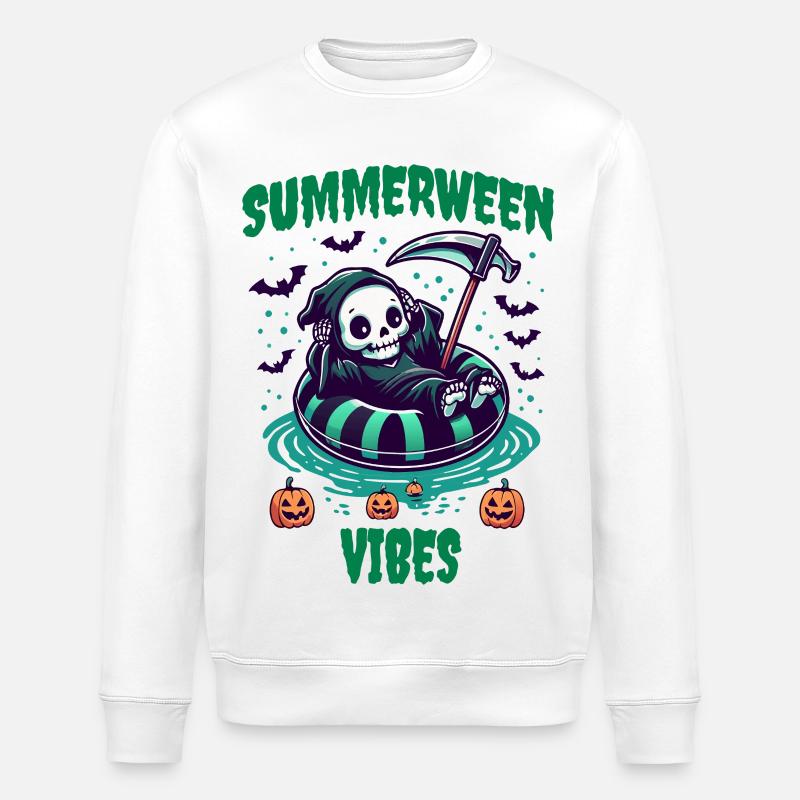 Summerween Vibes mit Sensenmann - Stanley/Stella Unisex Bio-Sweatshirt ROLLER - Weiß