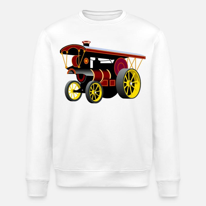 Steam Engine Nostalgia - Stanley/Stella ROLLER Unisex Organic Sweatshirt - white