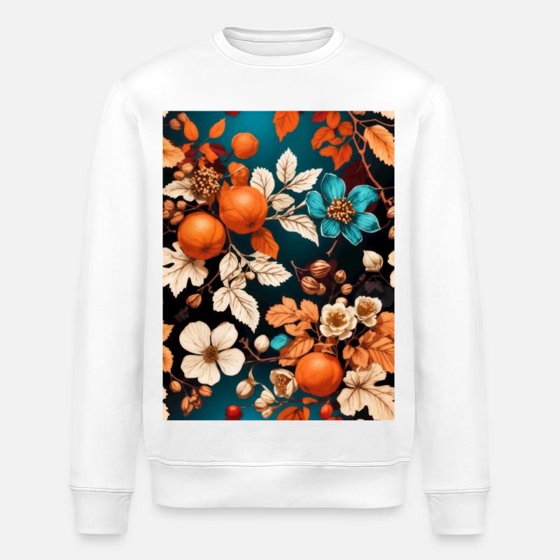 Fleurs d’automne avec mandarines et noix - Sweat bio ROLLER Stanley/Stella Unisexe - blanc