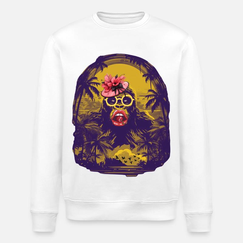 Gorilla Pop Art - Stanley/Stella Unisex Bio-Sweatshirt ROLLER - Weiß