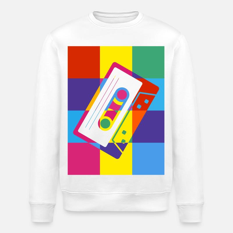 Retro Cassette Tape Pop Art Illustration - Stanley/Stella ROLLER Unisex Organic Sweatshirt - white
