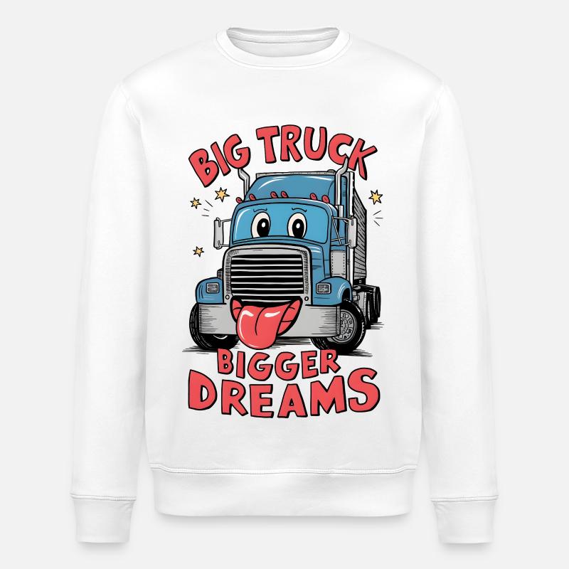 Big Truck, Bigger Dreams - Stanley/Stella Unisex Bio-Sweatshirt ROLLER - Weiß