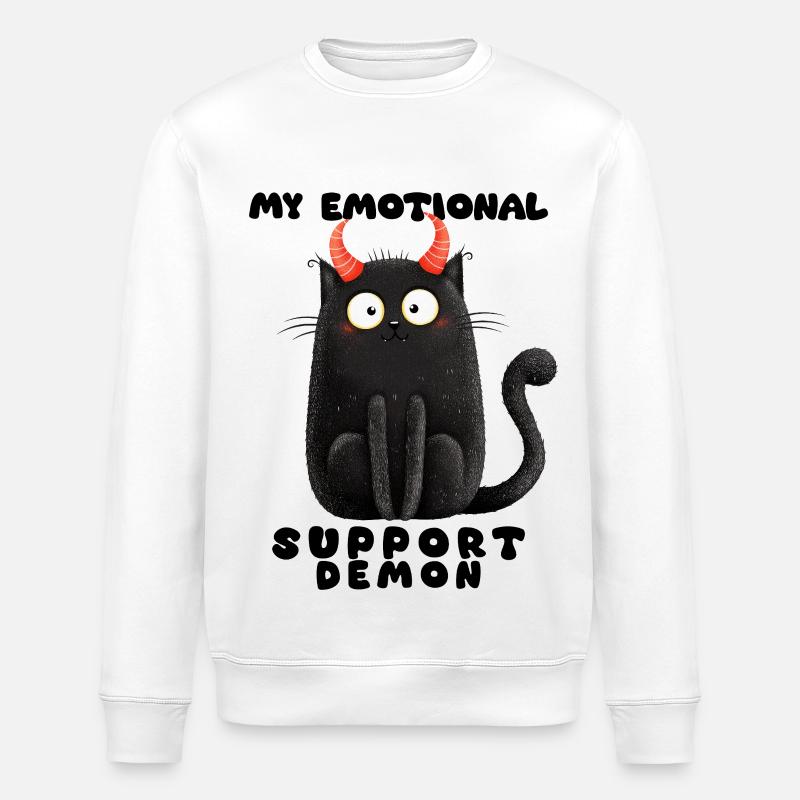 Emotionaler Support-Dämon – Lustige Katzen Edition - Stanley/Stella Unisex Bio-Sweatshirt ROLLER - Weiß