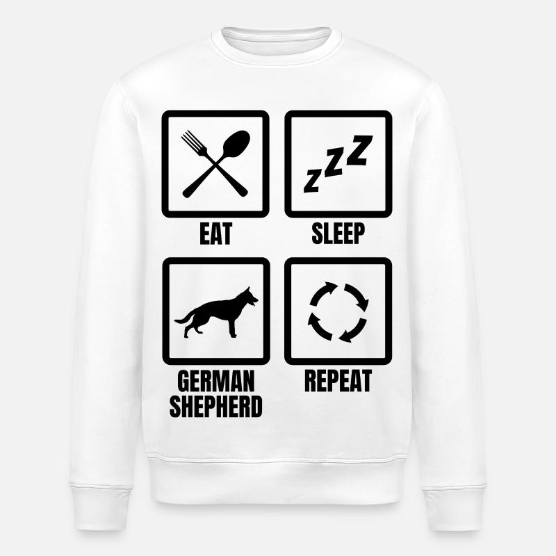 German Shepherd Daily Routine - Stanley/Stella ROLLER Unisex Organic Sweatshirt - white