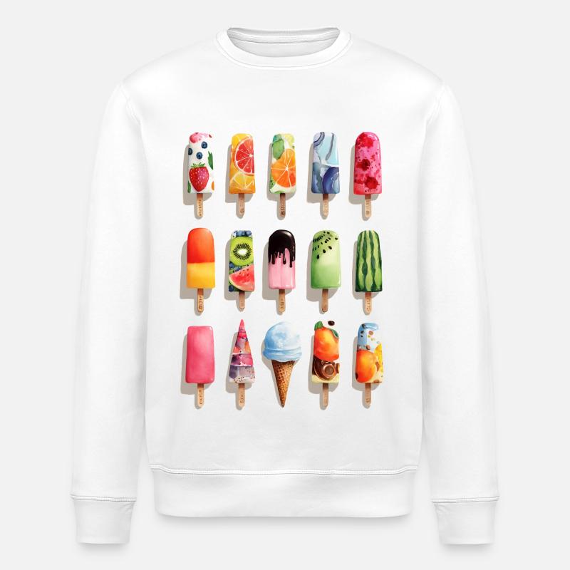 Bunte Eissorten  - Stanley/Stella Unisex Bio-Sweatshirt ROLLER - Weiß