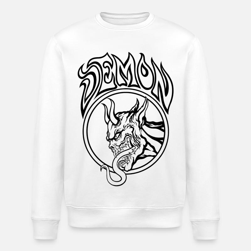 Démon - Illustration au trait infernal - Sweat bio ROLLER Stanley/Stella Unisexe - blanc