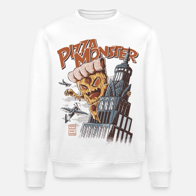 Pizza-Monster - Stanley/Stella Unisex Bio-Sweatshirt ROLLER - Weiß