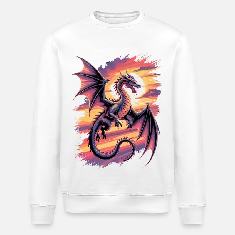 Fantasy dragon at sunset - Stanley/Stella ROLLER Unisex Organic Sweatshirt - white