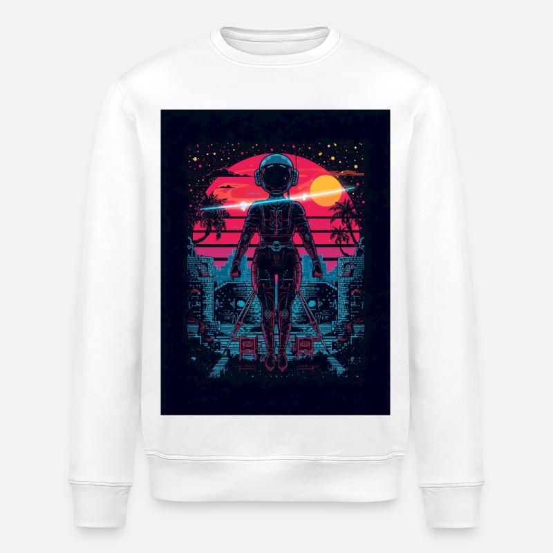 Astronaut Neon Sunset - Stanley/Stella Unisex Bio-Sweatshirt ROLLER - Weiß
