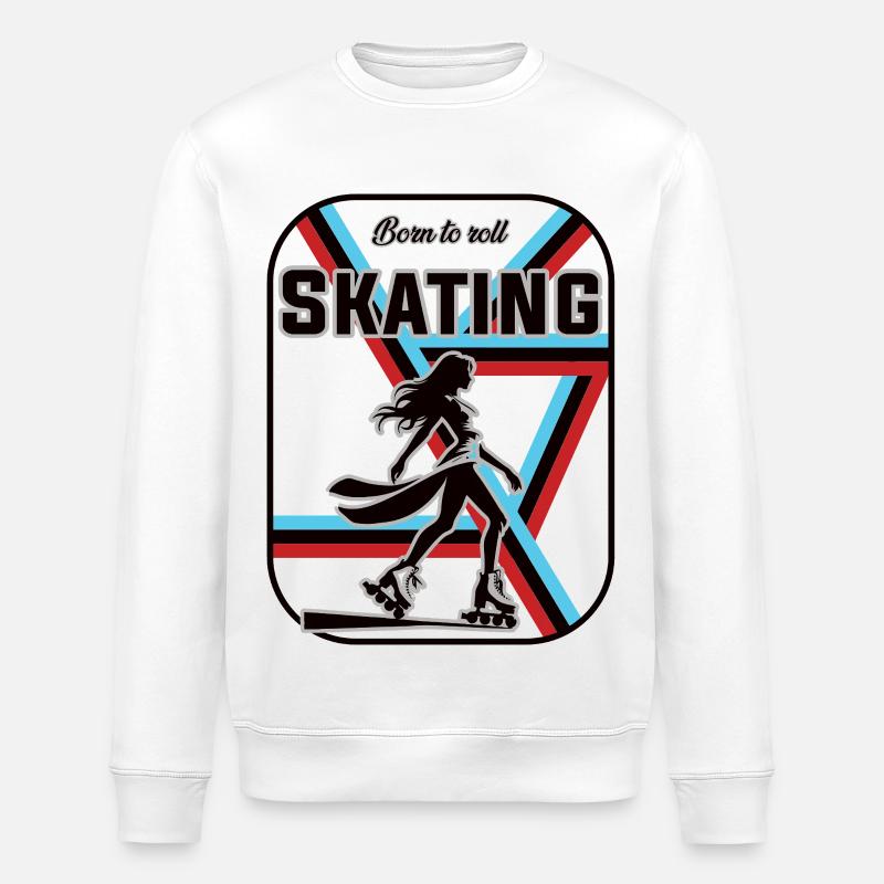 Skating Design – Born to Roll - Stanley/Stella ROLLER Unisex Organic Sweatshirt - white