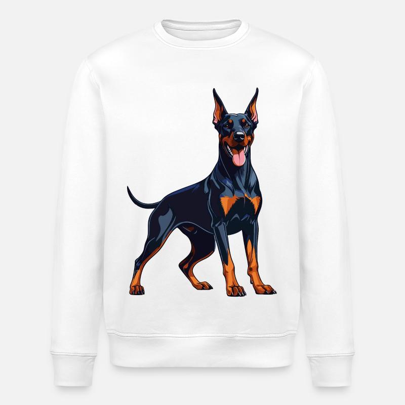 Starker Dobermann – Ausdrucksstarkes Dobie Design - Stanley/Stella Unisex Bio-Sweatshirt ROLLER - Weiß