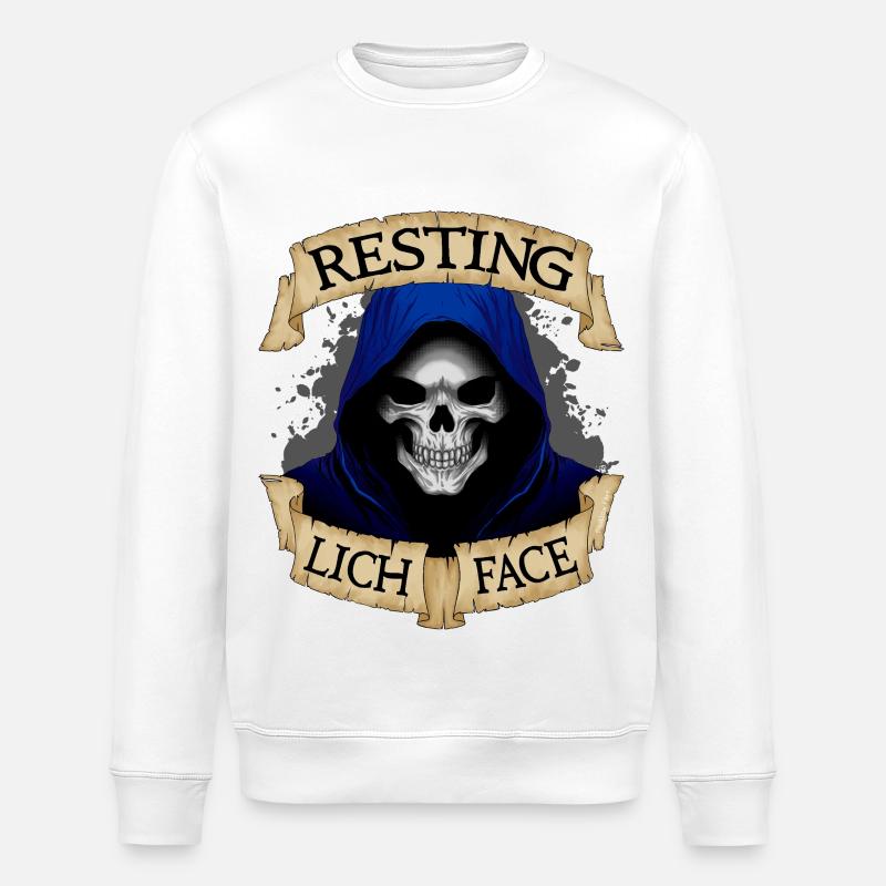 Face de Liche au repos - Sweat bio ROLLER Stanley/Stella Unisexe - blanc