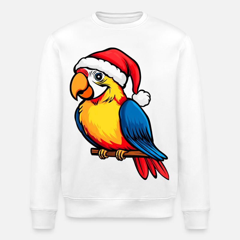 Perroquets Noël / Oiseau du Père Noël - Sweat bio ROLLER Stanley/Stella Unisexe - blanc