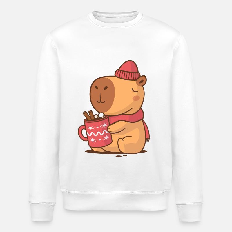 Vacances douillettes à Capybara - Sweat bio ROLLER Stanley/Stella Unisexe - blanc