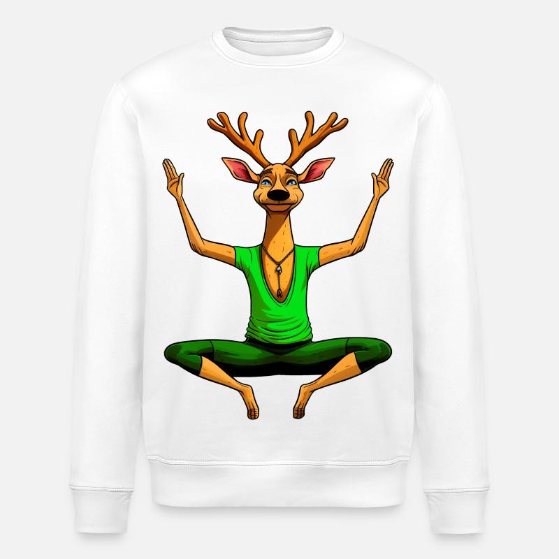 Yoga Hirsche - Stanley/Stella Unisex Bio-Sweatshirt ROLLER - Weiß