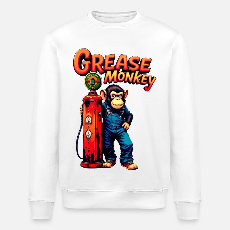 GreaseMonkey Retro-Pumpendesign - Stanley/Stella Unisex Bio-Sweatshirt ROLLER - Weiß