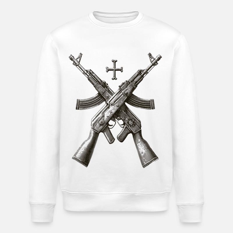 Gewehrkreuz Silhouette - Stanley/Stella Unisex Bio-Sweatshirt ROLLER - Weiß