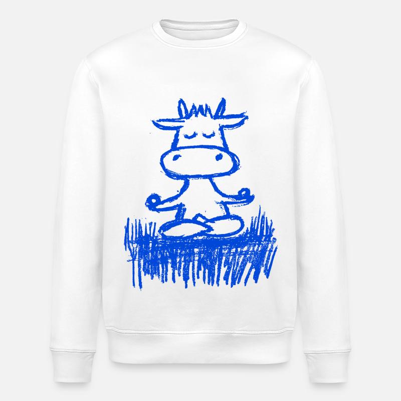 Vache zen dans la prairie - Sweat bio ROLLER Stanley/Stella Unisexe - blanc