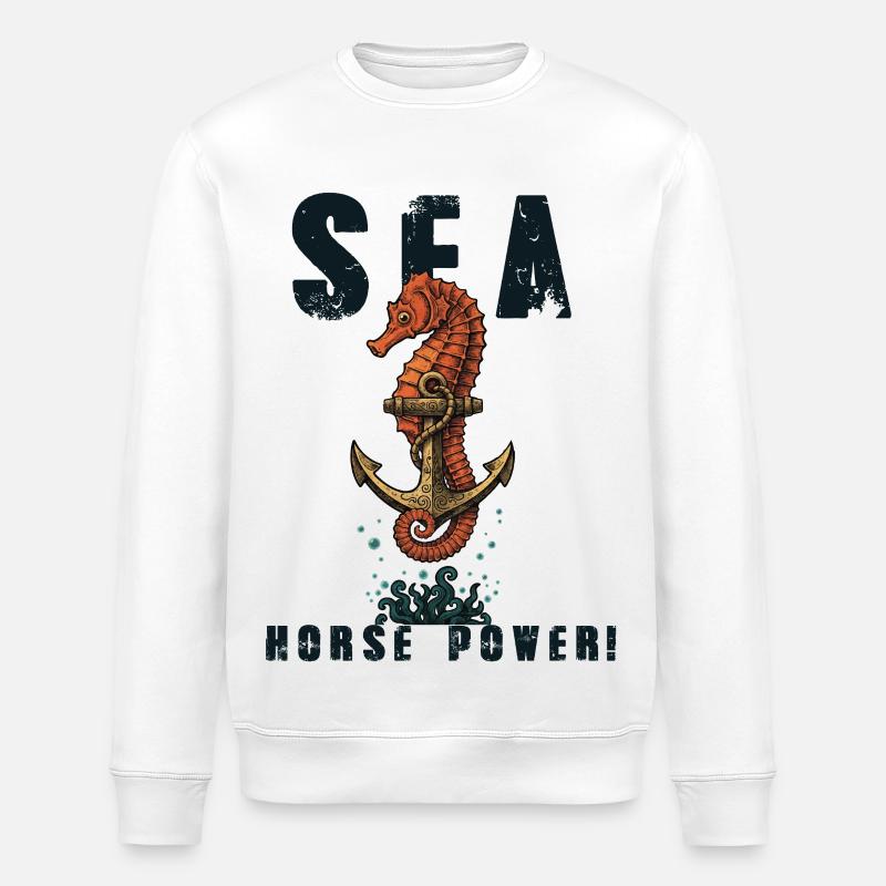 Seepferdchen-Humor Seepferdchen-Kraft - Stanley/Stella Unisex Bio-Sweatshirt ROLLER - Weiß