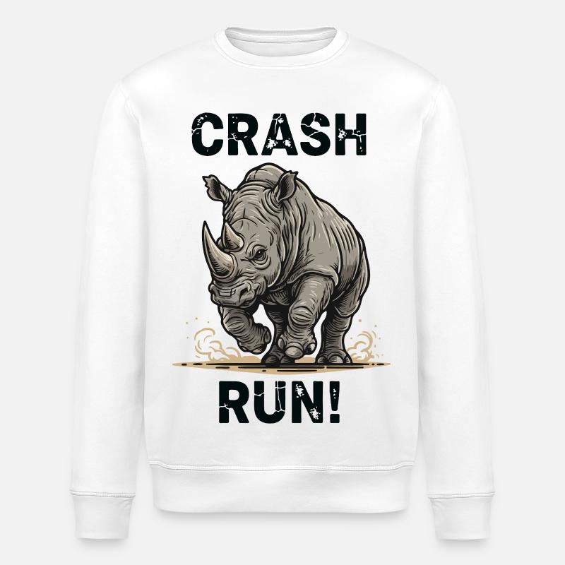 Wild Rhinoceros Crash Run - Stanley/Stella Unisex Bio-Sweatshirt ROLLER - Weiß