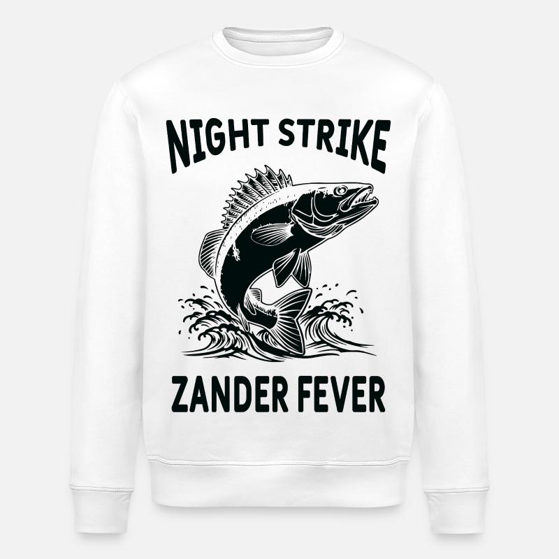 Pêche Rivière Sandre Night Strike - Sweat bio ROLLER Stanley/Stella Unisexe - blanc