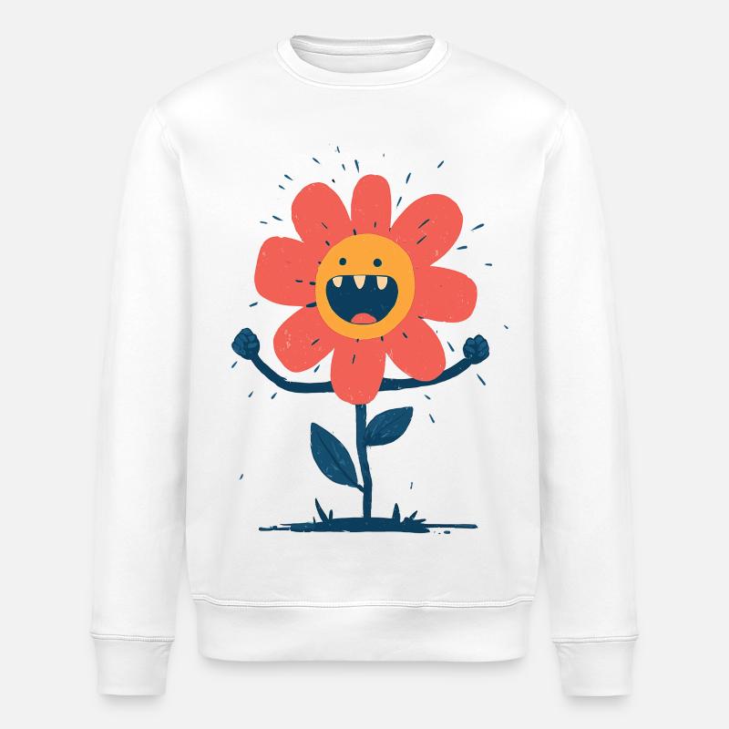 Fleur Monstre Rieur - Sweat bio ROLLER Stanley/Stella Unisexe - blanc