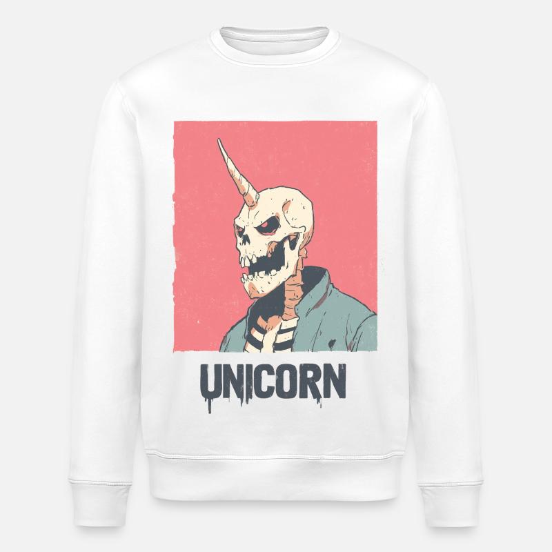 Unicorn Schädel - Stanley/Stella Unisex Bio-Sweatshirt ROLLER - Weiß
