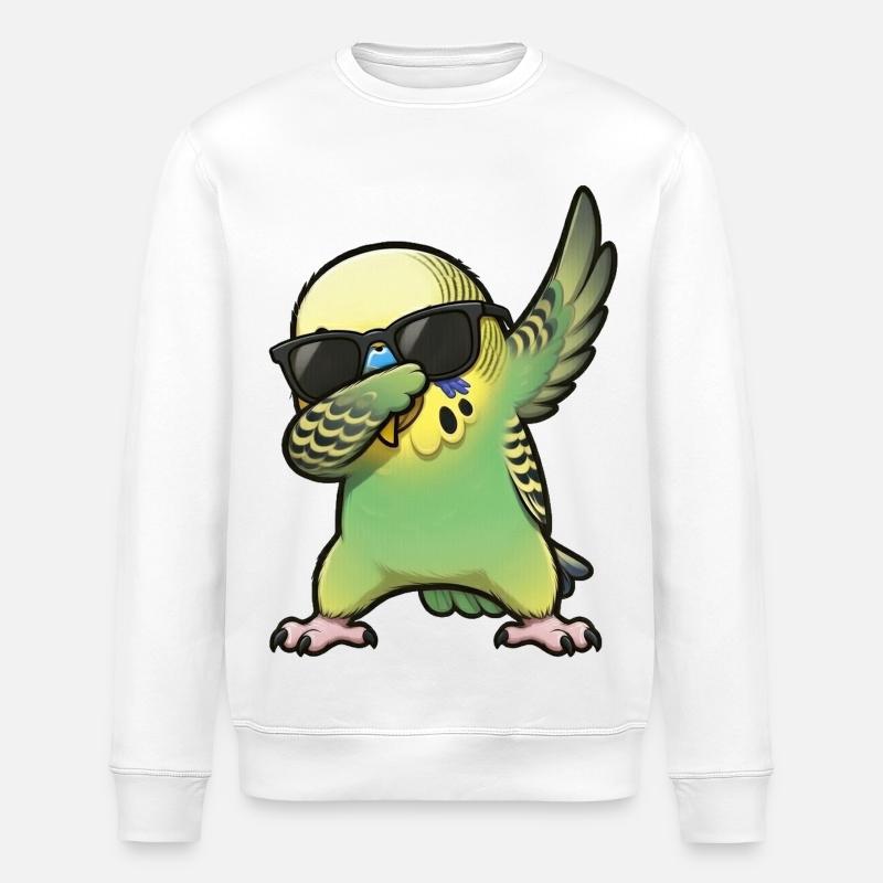 Taponage du vert perruche ondulé - Sweat bio ROLLER Stanley/Stella Unisexe - blanc