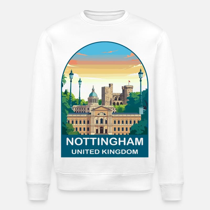 Nottingham Skyline UK Reisekunstillustration - Stanley/Stella Unisex Bio-Sweatshirt ROLLER - Weiß