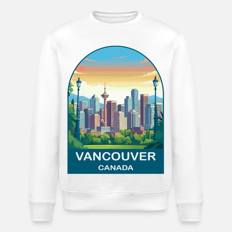 Vancouver Canada Harbour Centre Reisekunst - Stanley/Stella Unisex Bio-Sweatshirt ROLLER - Weiß