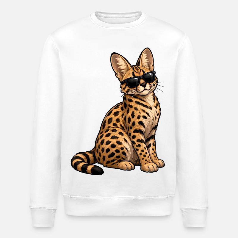 Savannah Cat - Stanley/Stella ROLLER Unisex Organic Sweatshirt - white