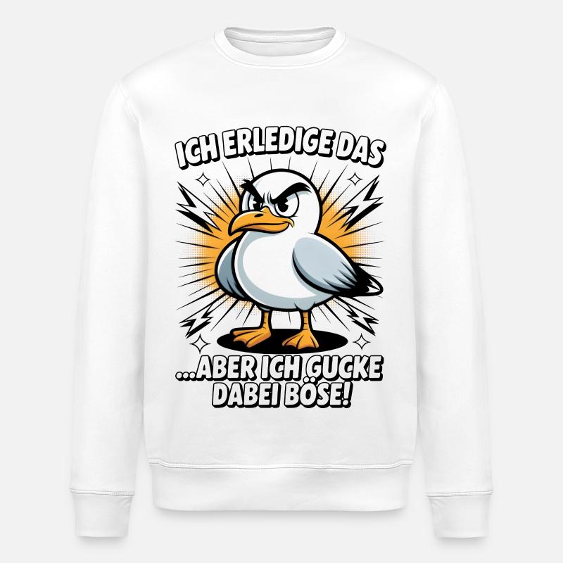 Lustiger Spruch Arbeit Büro Job Möwe - Stanley/Stella Unisex Bio-Sweatshirt ROLLER - Weiß