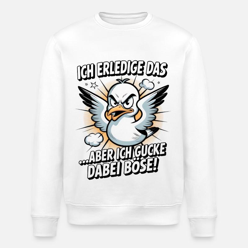 Ich erledige das  Möwe Witziger Vogel - Stanley/Stella Unisex Bio-Sweatshirt ROLLER - Weiß