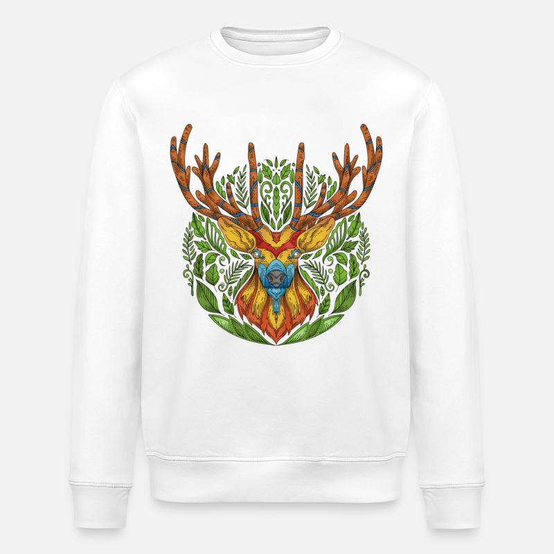Deer deer nature deer head - Stanley/Stella ROLLER Unisex Organic Sweatshirt - white