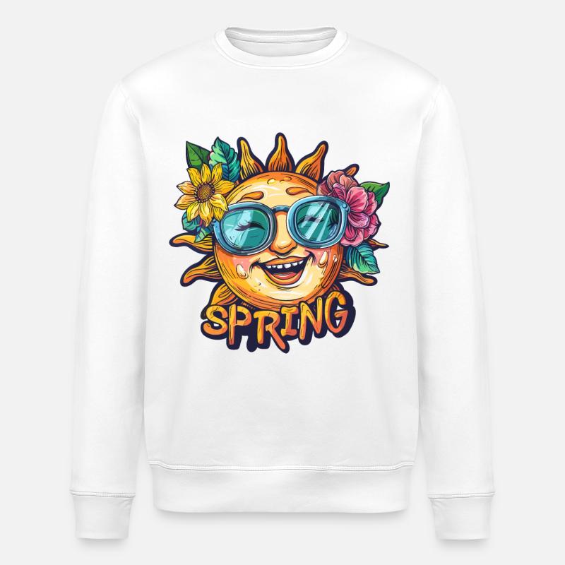 Spring Spring Sun Flowers - Stanley/Stella ROLLER Unisex Organic Sweatshirt - white