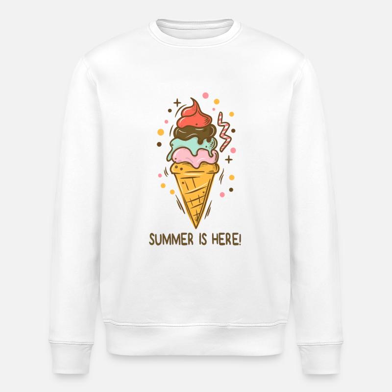 Is sommer er her Is Isbar sommertid - Stanley/Stella økologisk unisex-sweatshirt ROLLER - hvid
