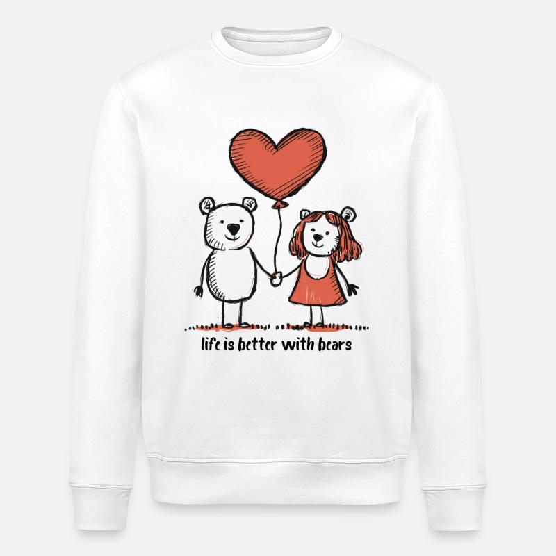 Ours, Amoureux, Bâtons, Couple - Sweat bio ROLLER Stanley/Stella Unisexe - blanc