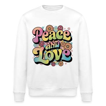 Peace And Love Hippie 1960s 1970s - Stanley/Stella ROLLER Unisex Organic Sweatshirt - white - Front - Nik (191cm)