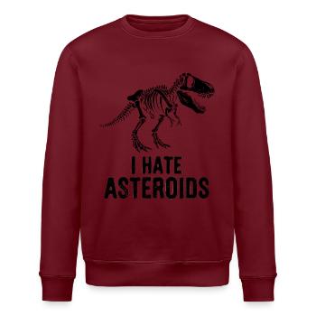 Squelette de dinosaure T-Rex disant que je déteste les astéroïdes - Sweat bio ROLLER Stanley/Stella Unisexe - blanc - Devant - Nik (191cm)