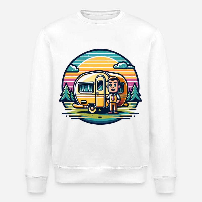 Camping Camper Caravan - Stanley/Stella ROLLER Unisex Organic Sweatshirt - white