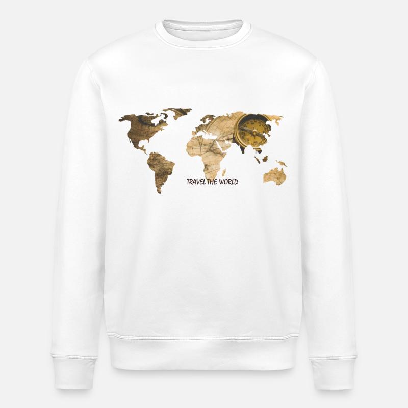 WORLD MAP - Stanley/Stella ROLLER Unisex Organic Sweatshirt - white