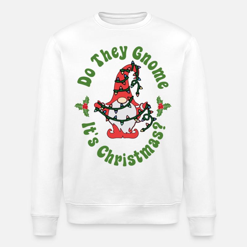 Est-ce qu’ils Gnome C’est Noël - Sweat bio ROLLER Stanley/Stella Unisexe - blanc