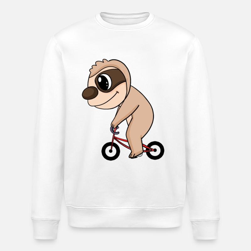 Sloth Bicycle - Stanley/Stella ROLLER Unisex Organic Sweatshirt - white