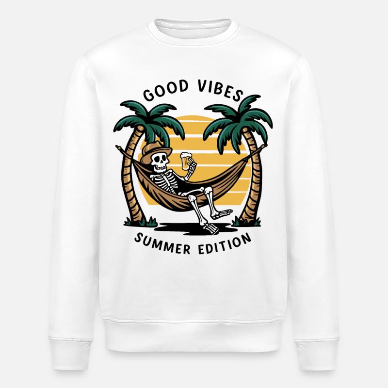 Skeleton in the hammockBeach vacation - Stanley/Stella ROLLER Unisex Organic Sweatshirt - white