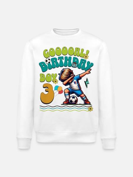 3rd Birthday Football - Stanley/Stella ROLLER Unisex Organic Sweatshirt - white